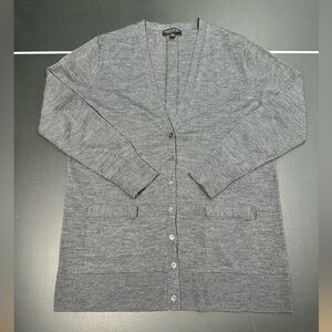 Banana Republic V-Neck Button-Front Gray Women's Cardigan 100% Merino Wool